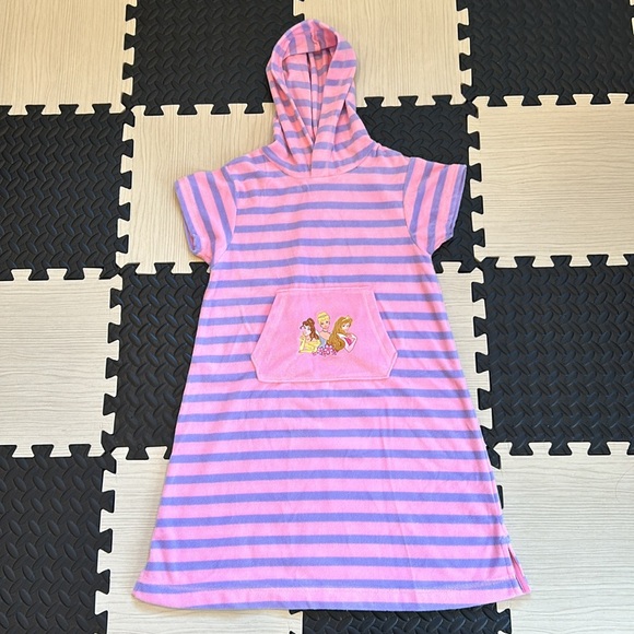 Disney striped princess Swim Cover Up Hooded size kids, medium Terry Cloth Beach - Picture 2 of 7